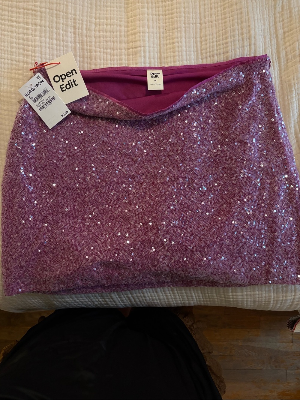 Open Edit Purple Sequin Mini Skirt